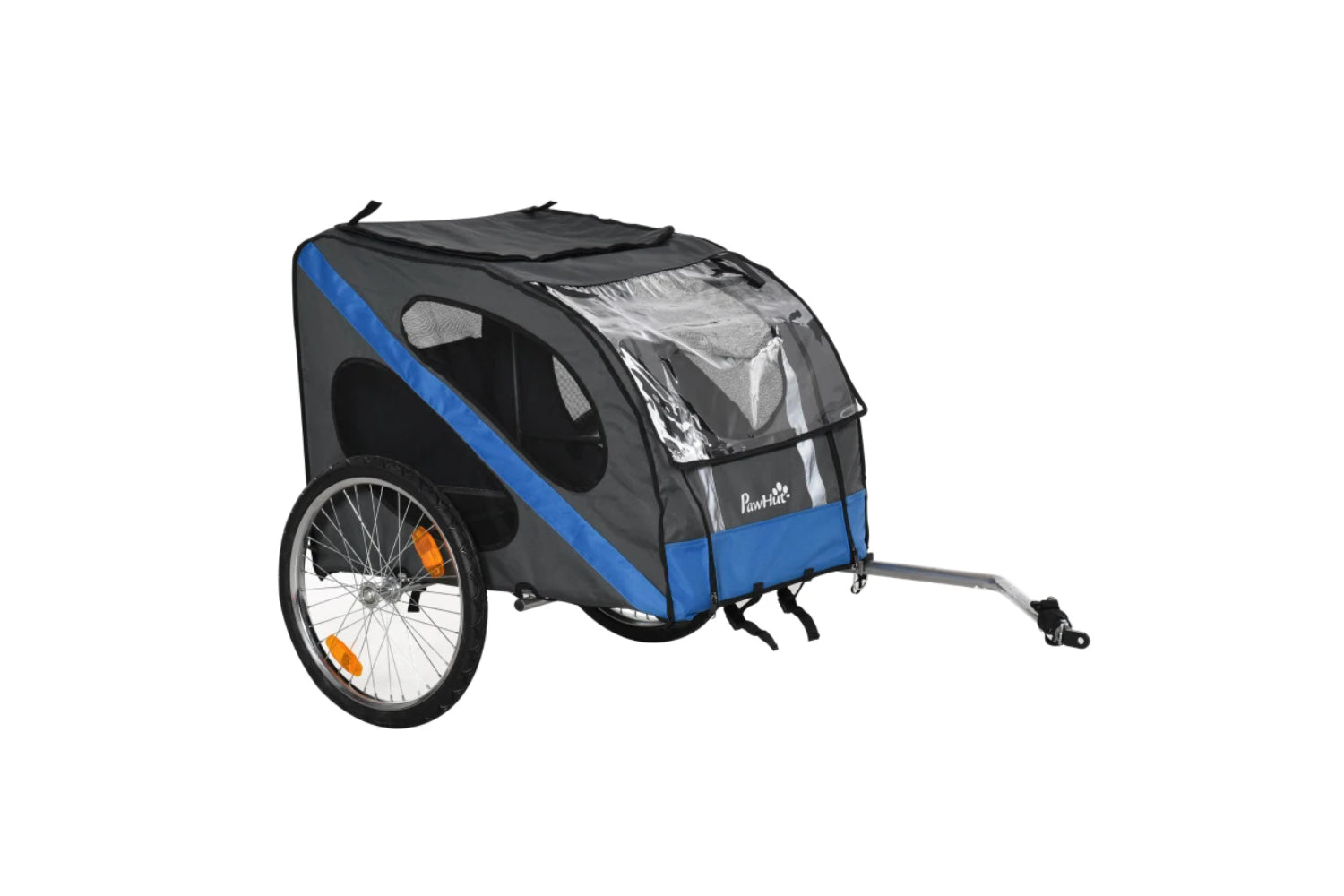 PawHut Dog Bike Trailer with Storage Bag | Grey/Blue