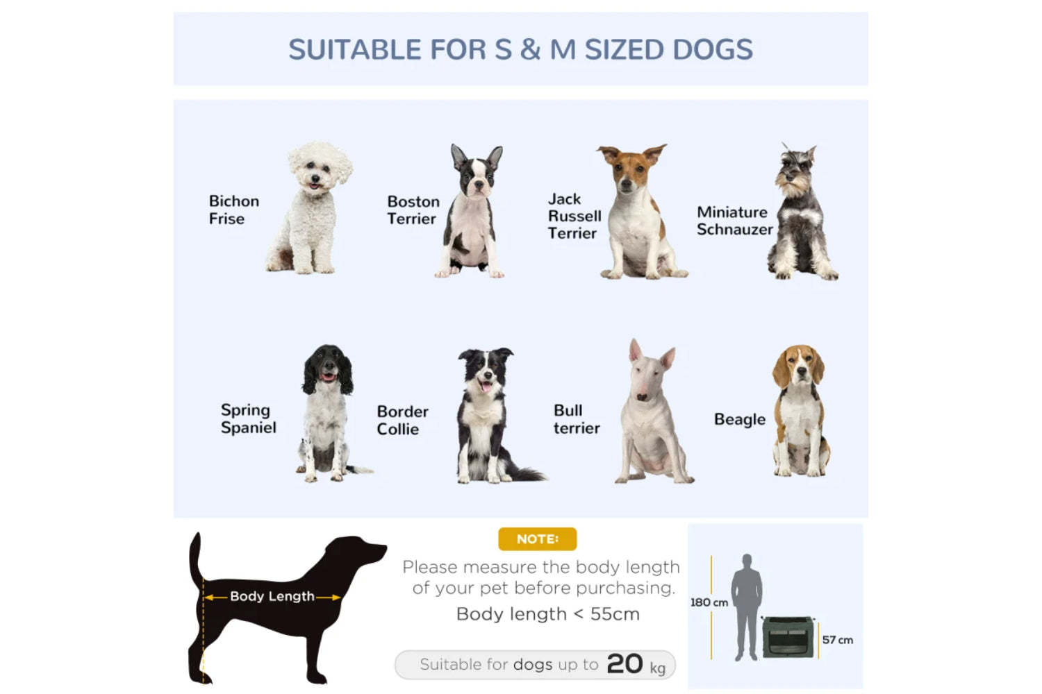 PawHut Folding Small Medium Fabric Dog Travel Crate | Grey/Black-3