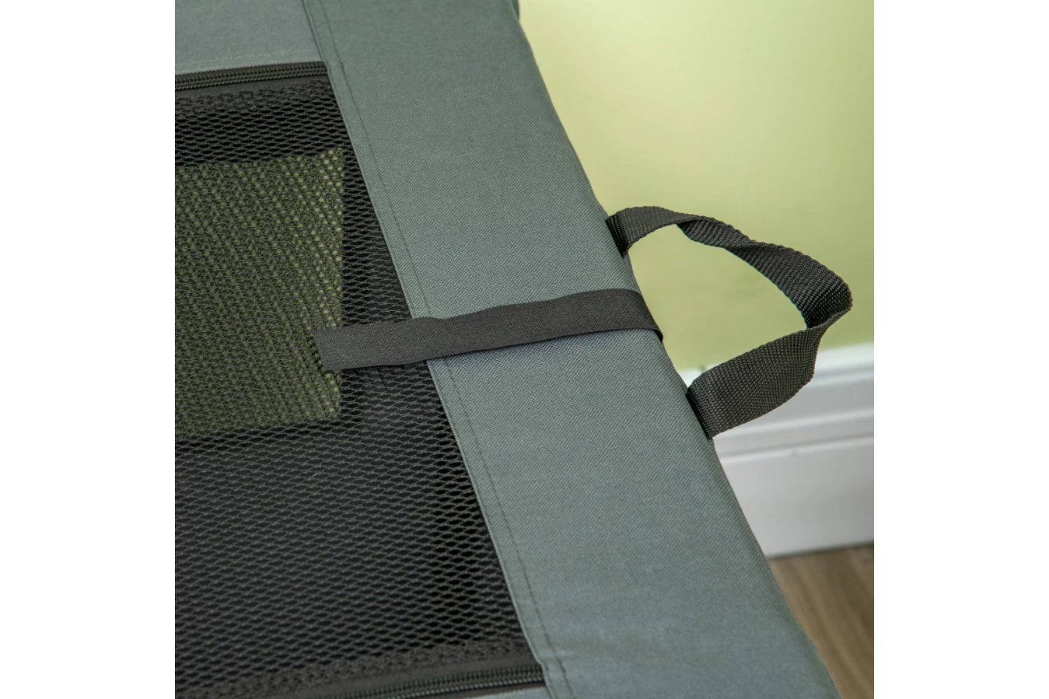PawHut Folding Small Medium Fabric Dog Travel Crate | Grey/Black-5