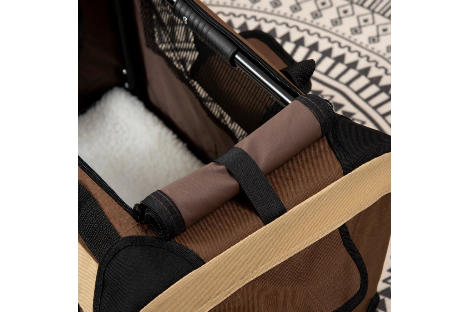 PawHut Folding Small Fabric Dog Travel Crate | Brown/Black-6