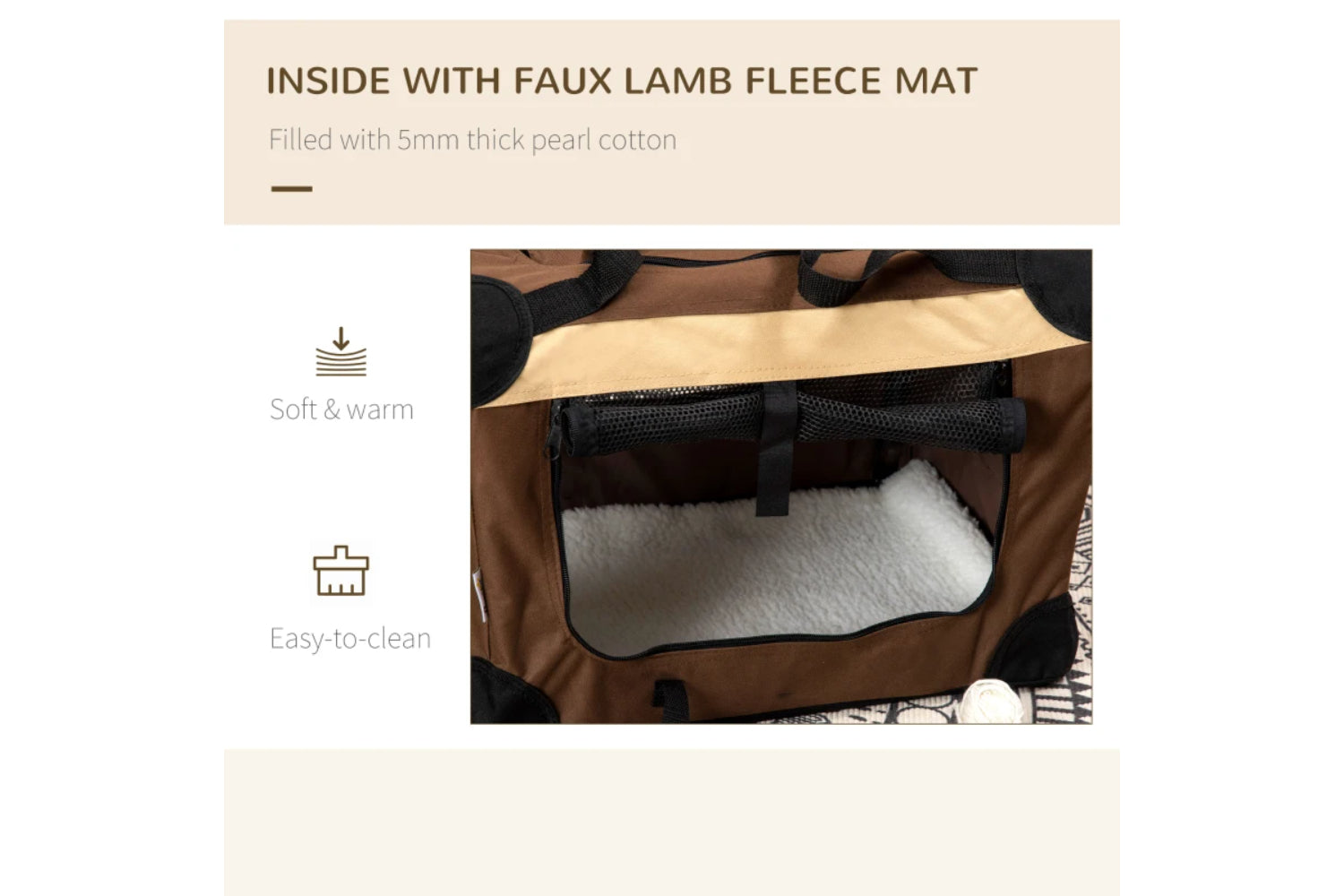 PawHut Folding Small Fabric Dog Travel Crate | Brown/Black-2
