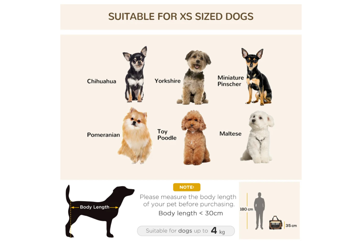 PawHut Folding Small Fabric Dog Travel Crate | Brown/Black-4