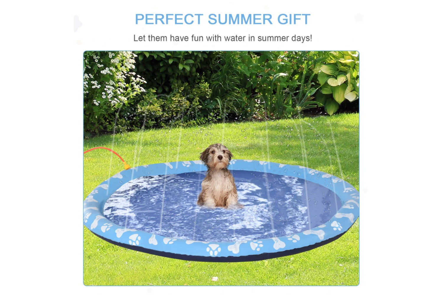 PawHut Outdoor Pet Splash Sprinkler Pad | Blue-3