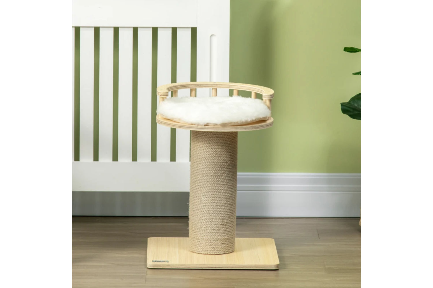 PawHut Cat Tree with Scratching Post Cat Bed Perch | Natural/Cream