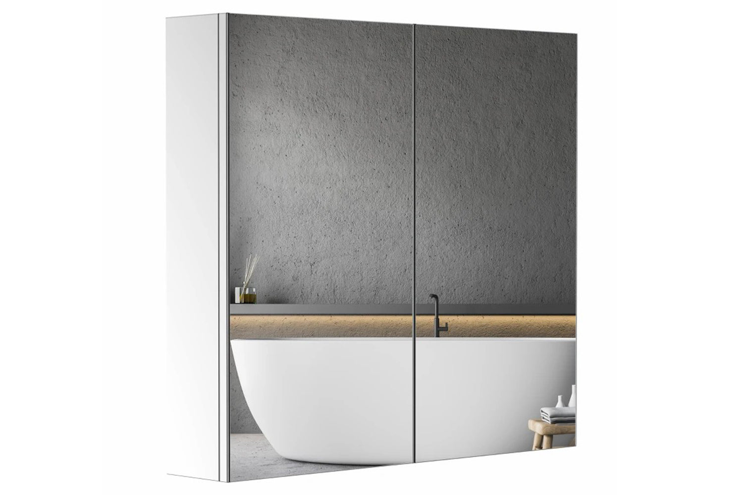 Homcom Stainless Steel Double Doors Bathroom Mirror Cabinet
