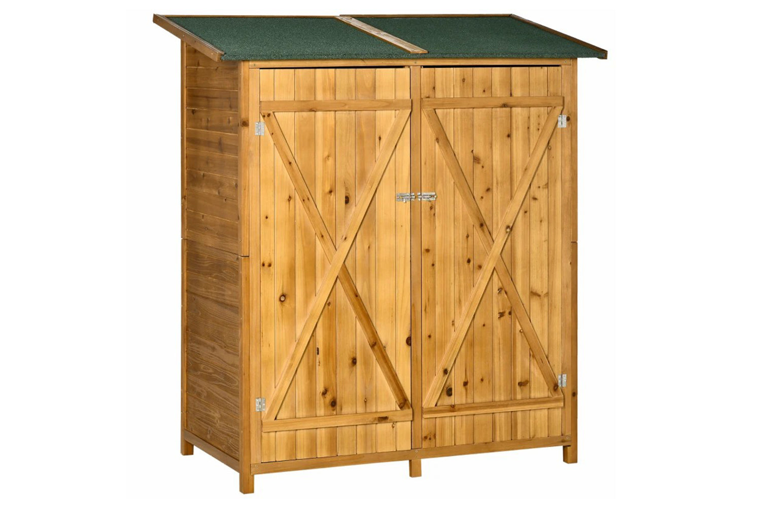 Outsunny Garden Wood Storage Shed with Flexible Table | Natural