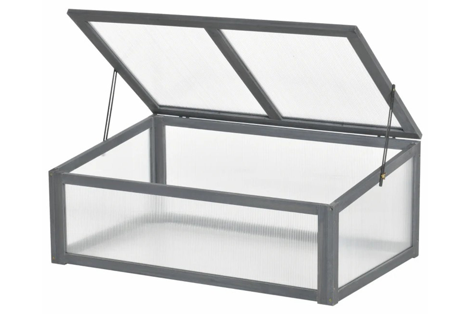 Outsunny Square Wooden Outdoor Greenhouse with Openable Cover | Grey