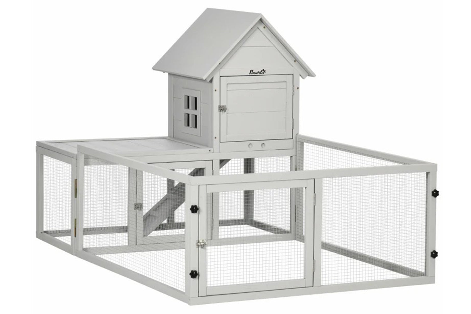 PawHut Indoor Rabbit Hutch | Light Grey