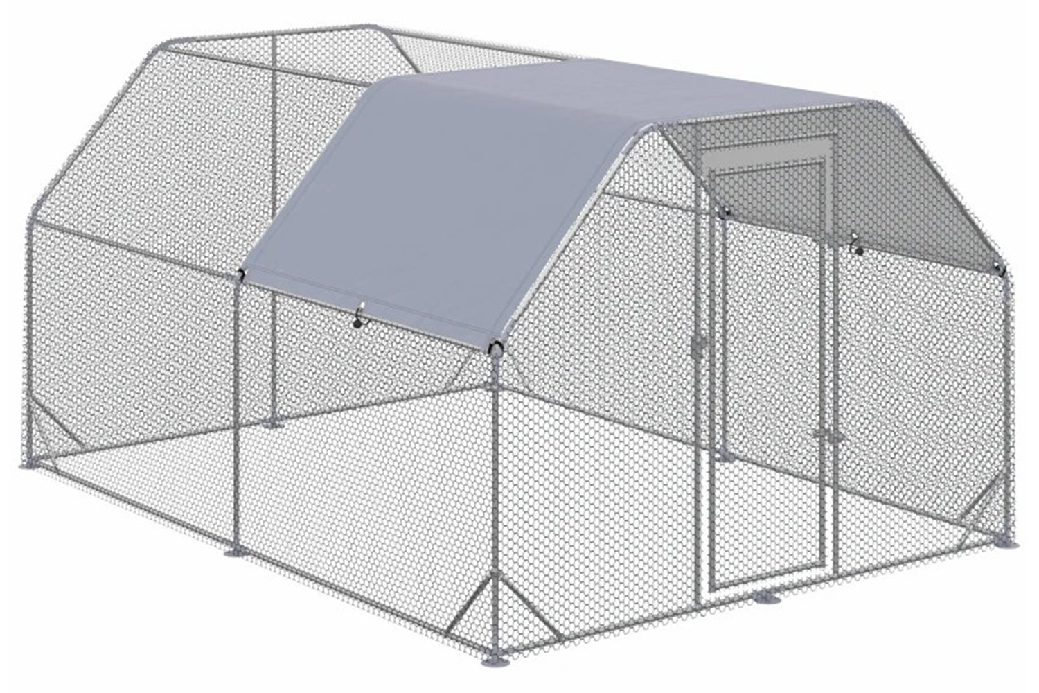 PawHut Walk in Hen House | Silver/Grey