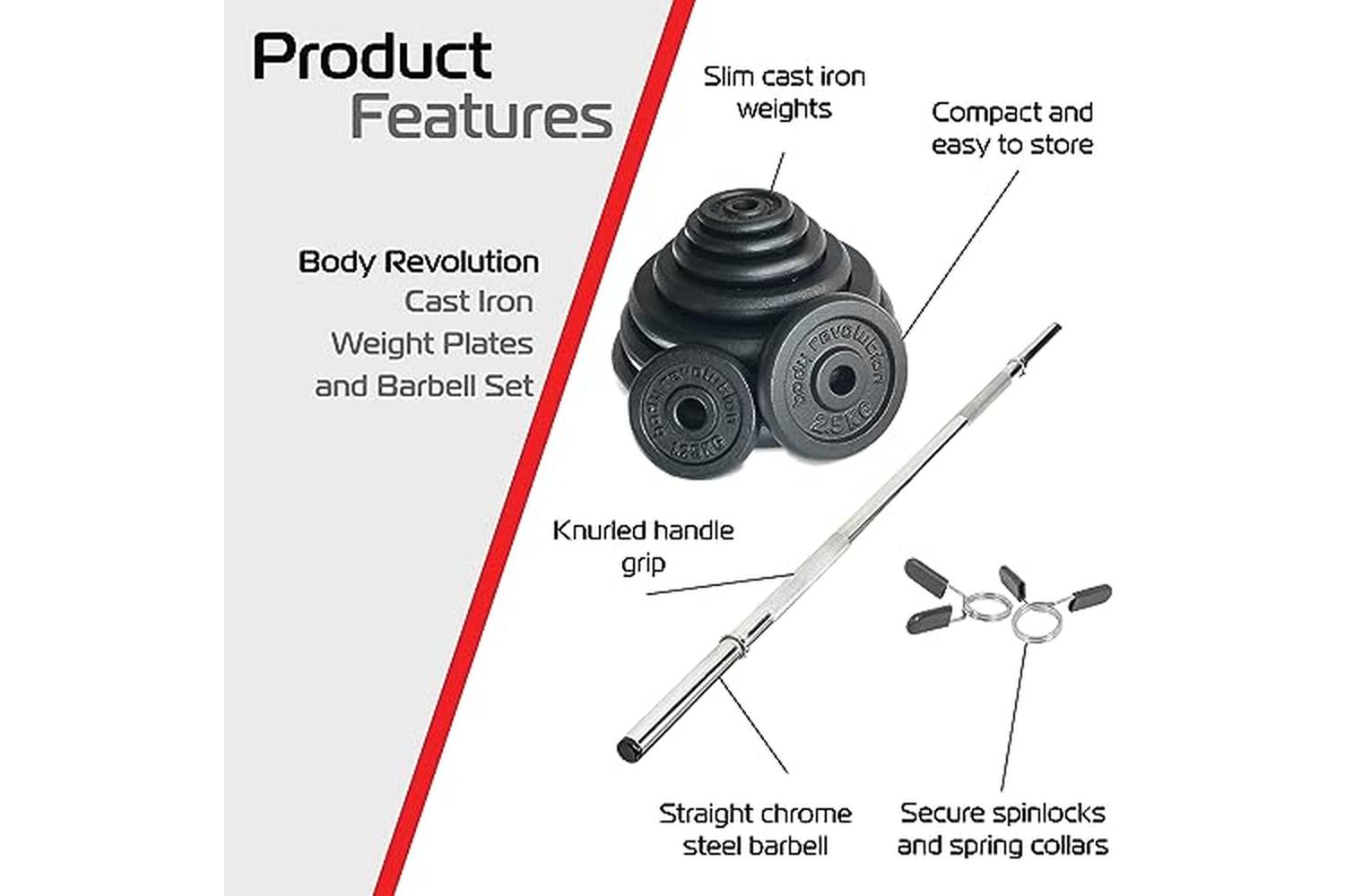 Monstershop 1.2m 1" Barbell and Cast Iron Weight Plate Set | Black-4