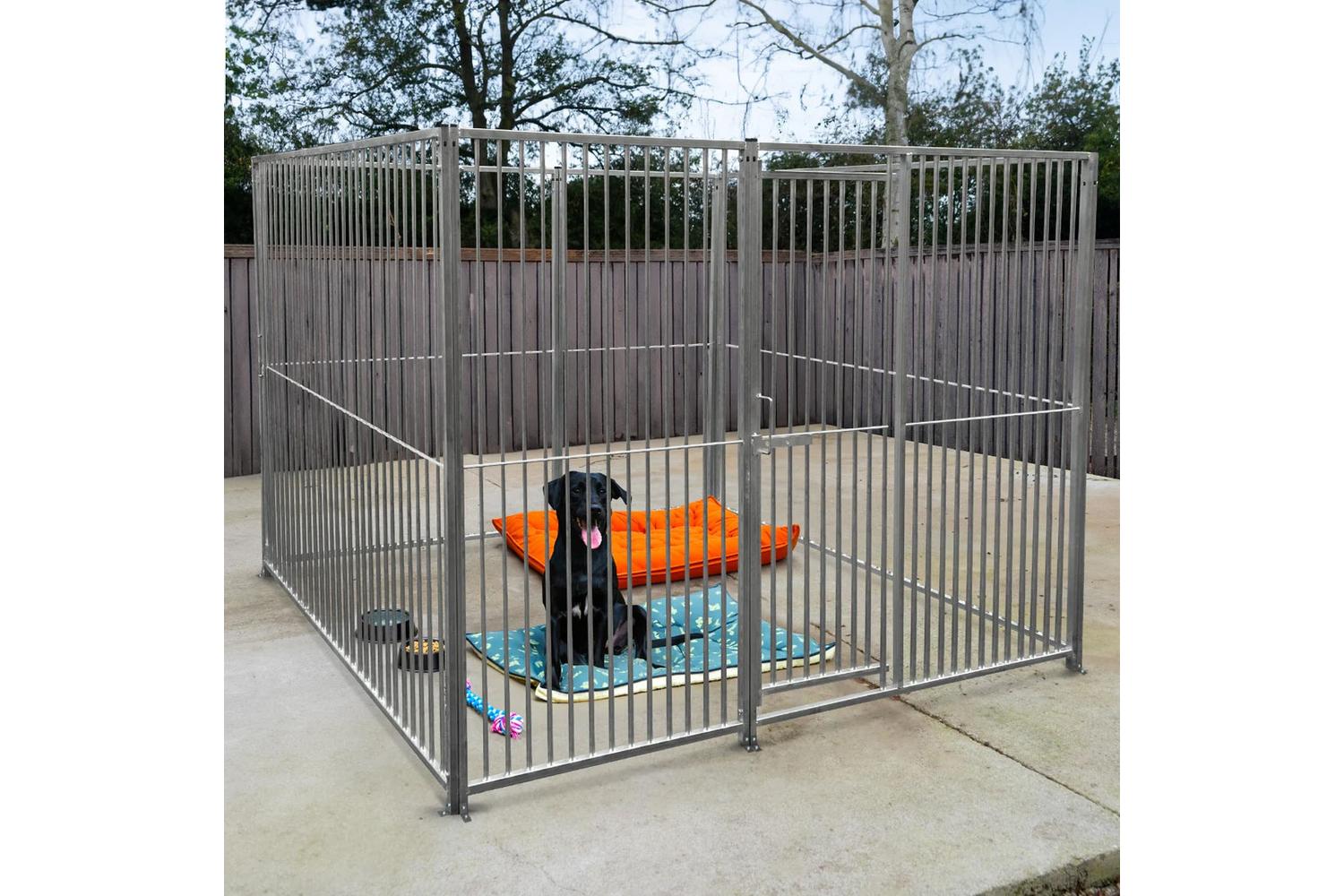 Monstershop 5cm Bar Spacing Dog Run Panel with Ground Fixing Brackets | Silver-6