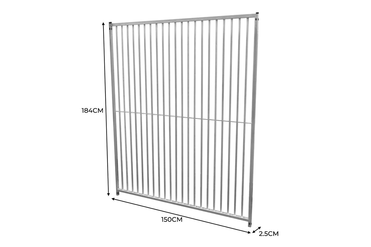 Monstershop 5cm Bar Spacing Dog Run Panel with Ground Fixing Brackets | Silver-7