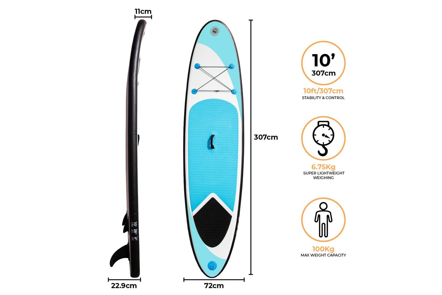Monstershop 10ft Inflatable Paddle Board | Blue-4
