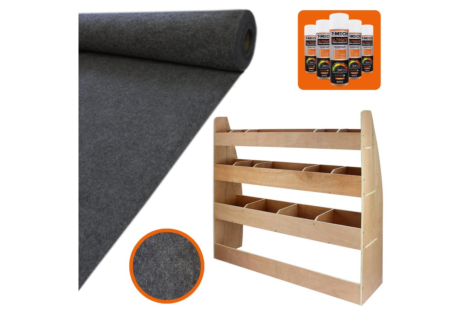Monstershop 11sqm Anthracite Van Lining Glue & VW Caddy Rack-2