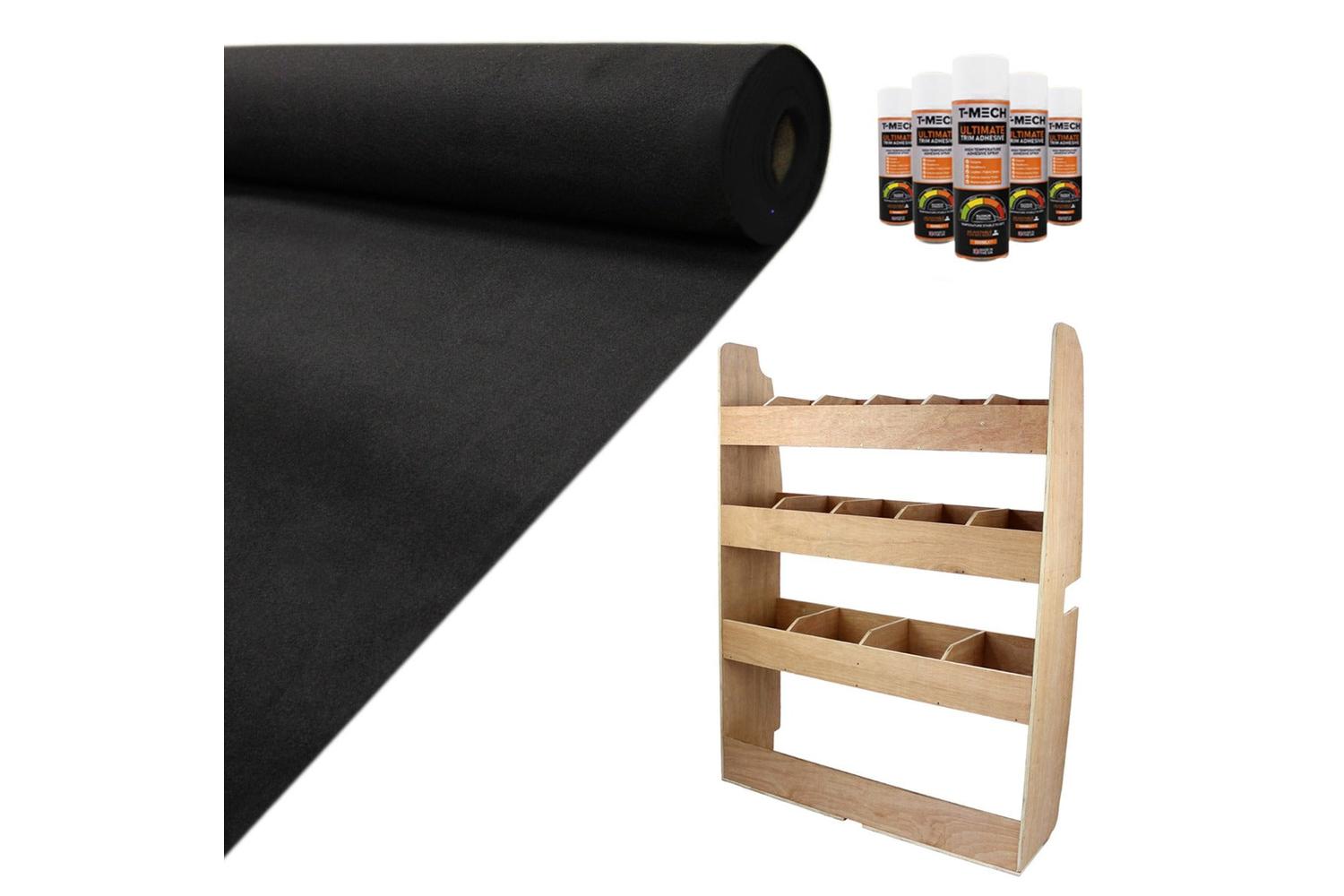 Monstershop 11m2 Black Van Lining Glue and Ford Transit Custom Rack