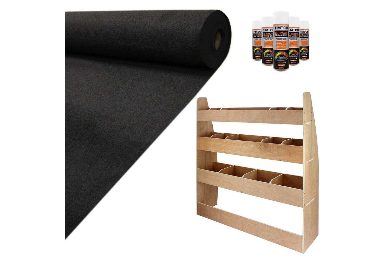 Monstershop 11m2 Black Van Lining Glue and VW Caddy Rack-2