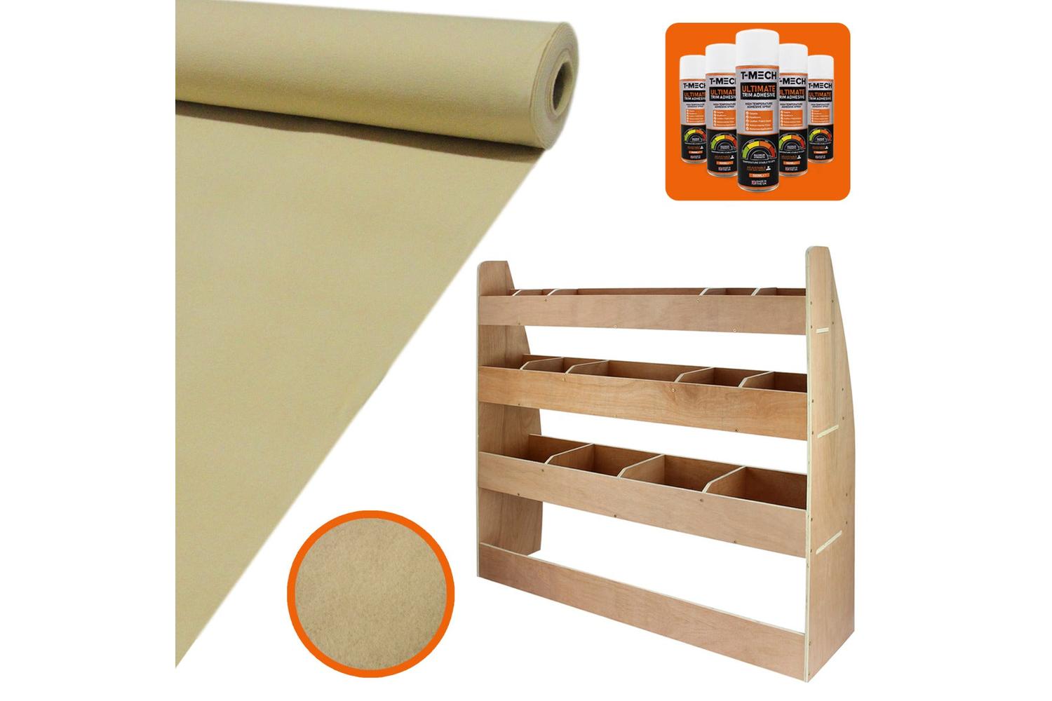 Monstershop 11m2 Wheat Van Lining and VW Caddy Racking Unit-2