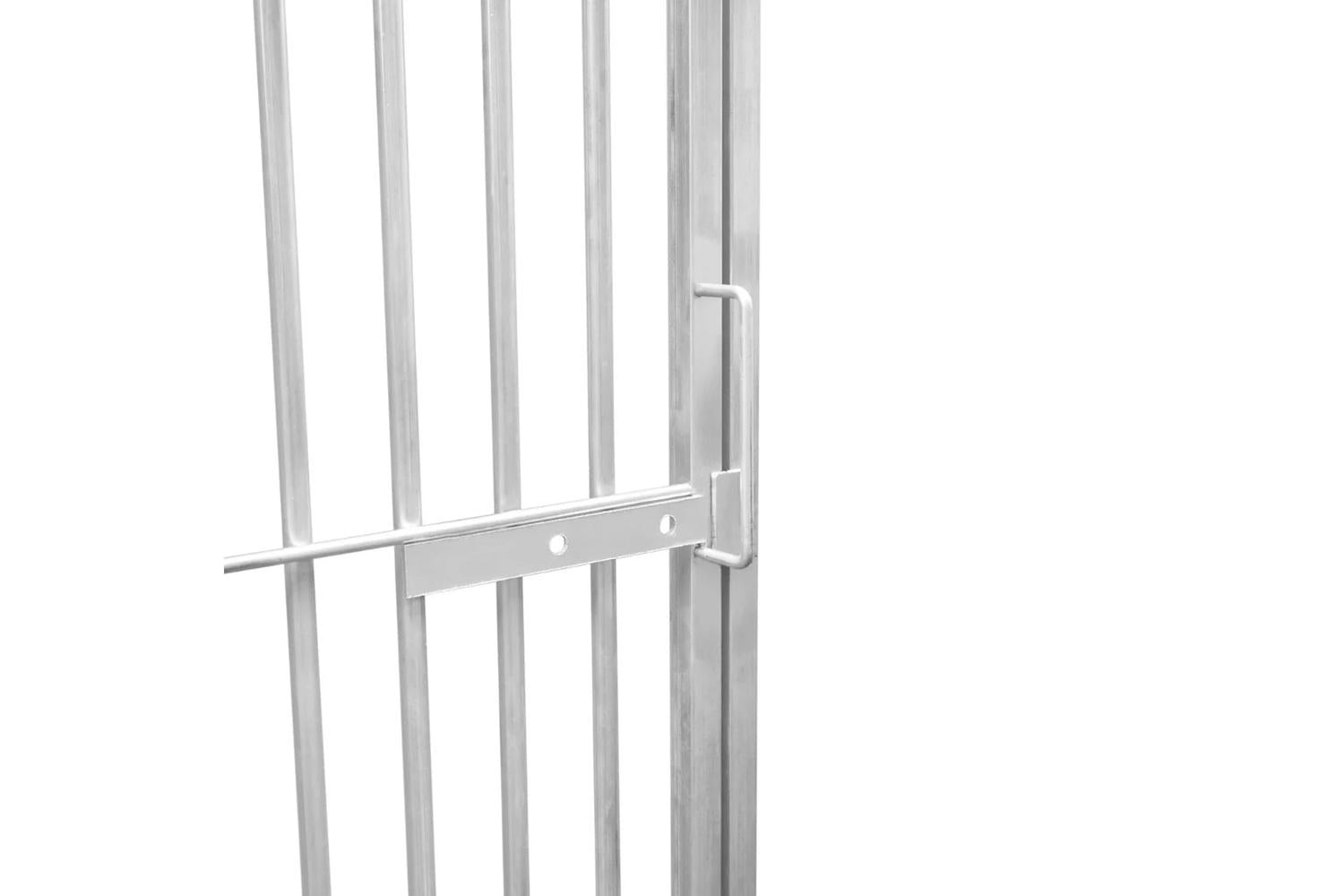 Monstershop 5cm Bar Spacing Dog Run Panel with Ground Fixing Bracket | Silver-10