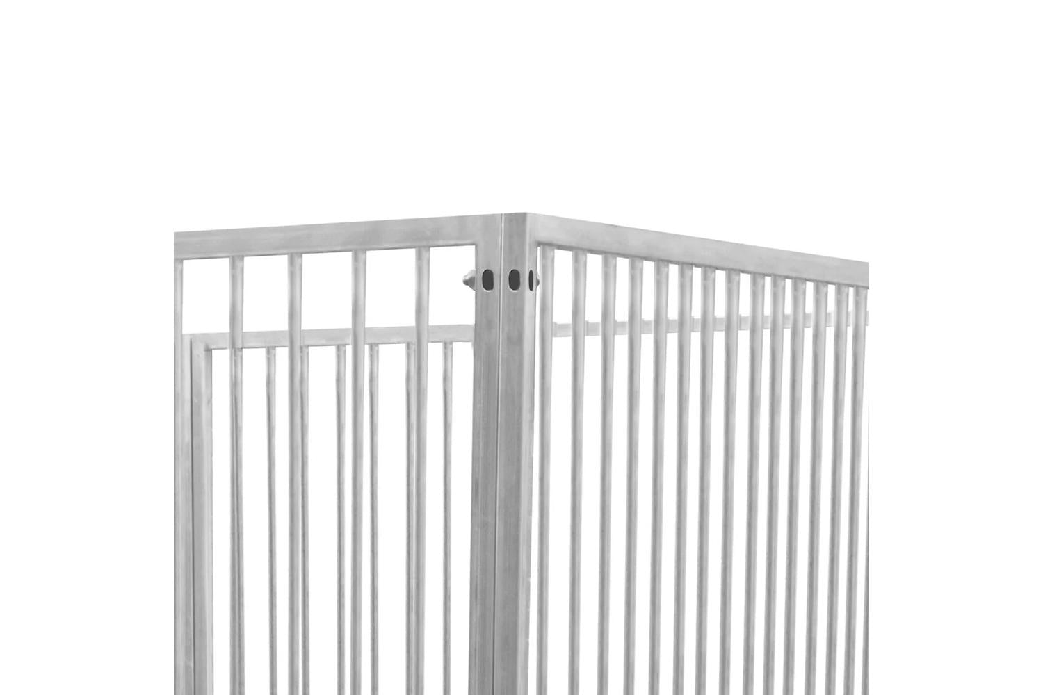 Monstershop 8cm Bar Spacing Dog Run Panel with Ground Fixing Bracket | Silver-9