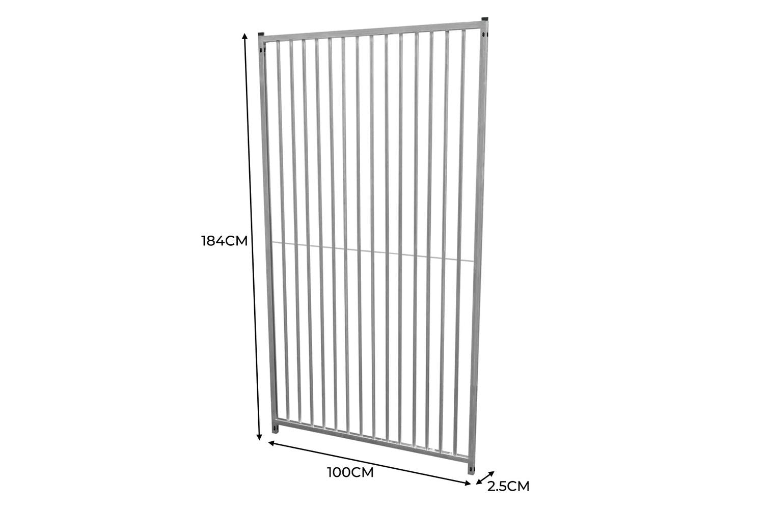 Monstershop 8cm Bar Spacing Dog Run Panel with Ground Fixing Brackets | Silver-7