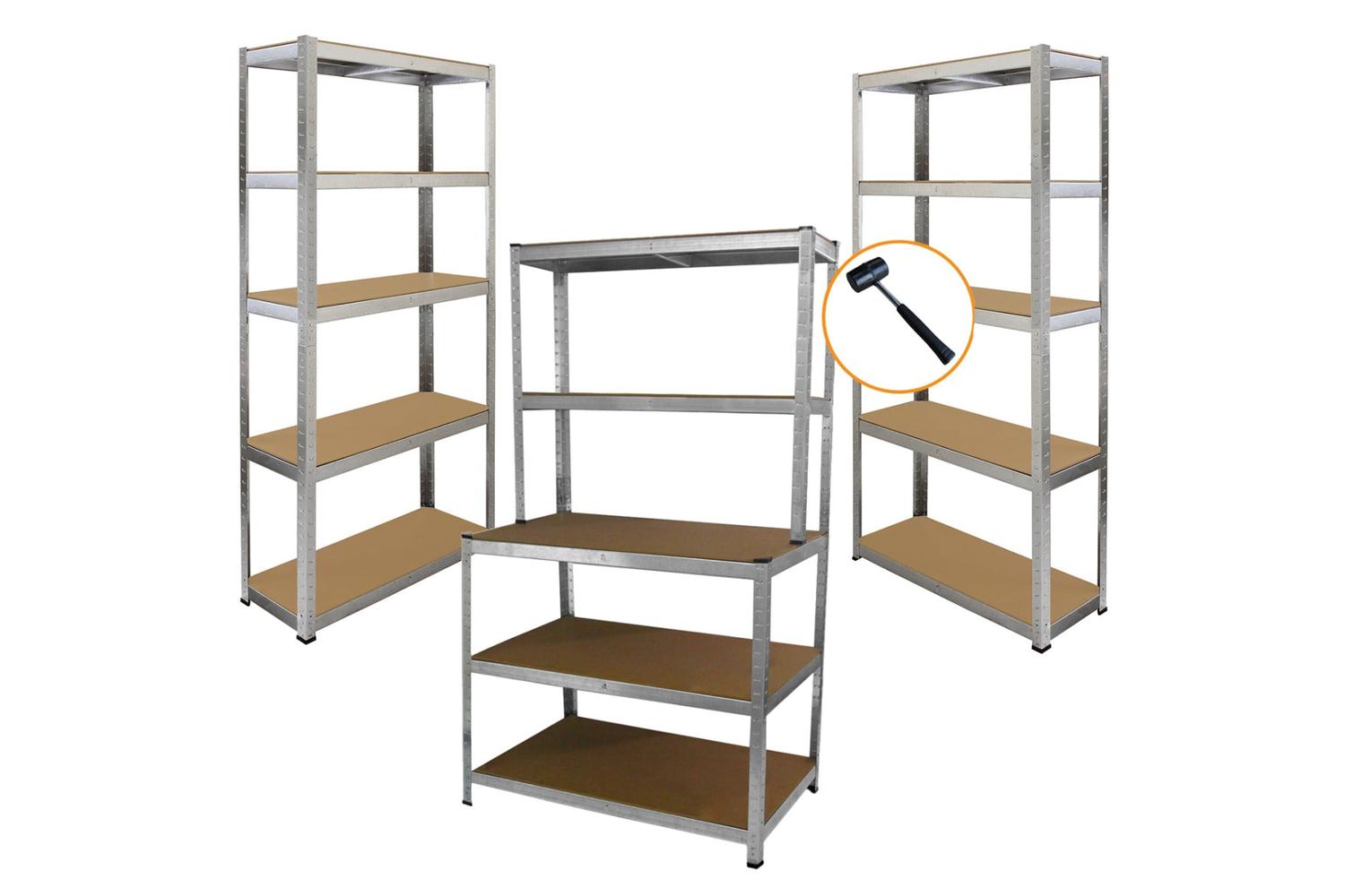 Monstershop 2 x 90cm Workbench Shelving Unit and Mallet-2