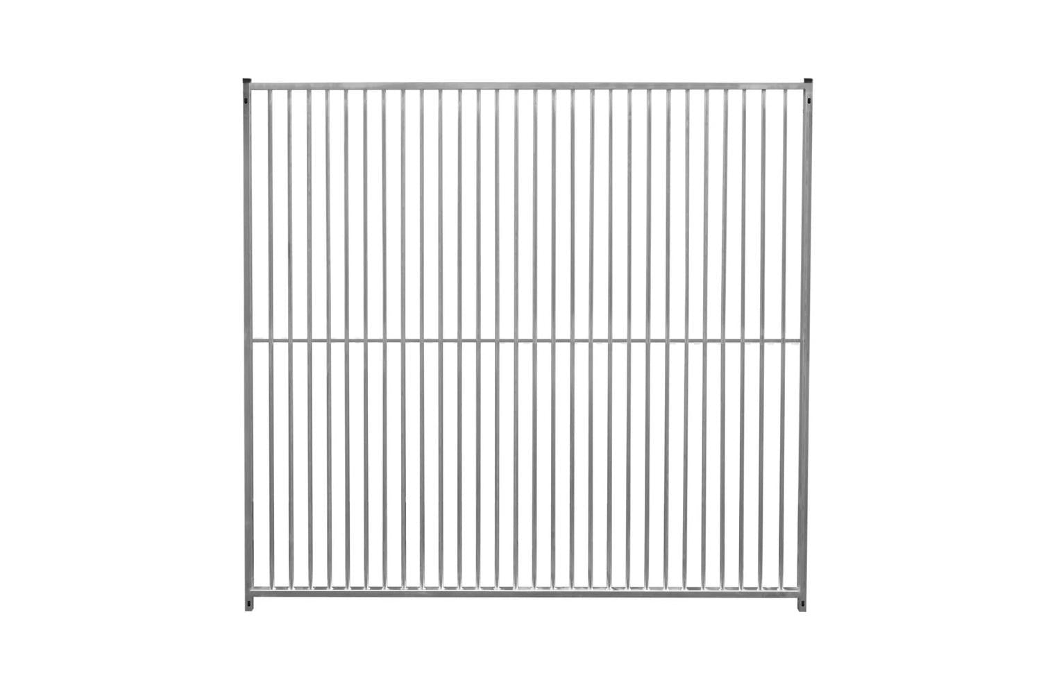 Monstershop 2m Dog Run Panel with Ground Fixing Brackets | 5cm Bar Spacing | Silver