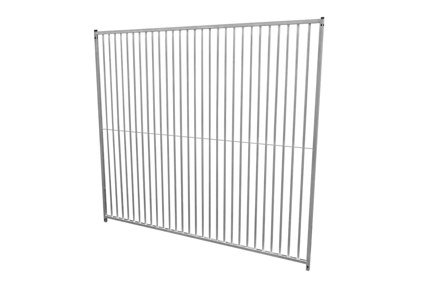 Monstershop 2m Dog Run Panel with Ground Fixing Brackets | 5cm Bar Spacing | Silver-4