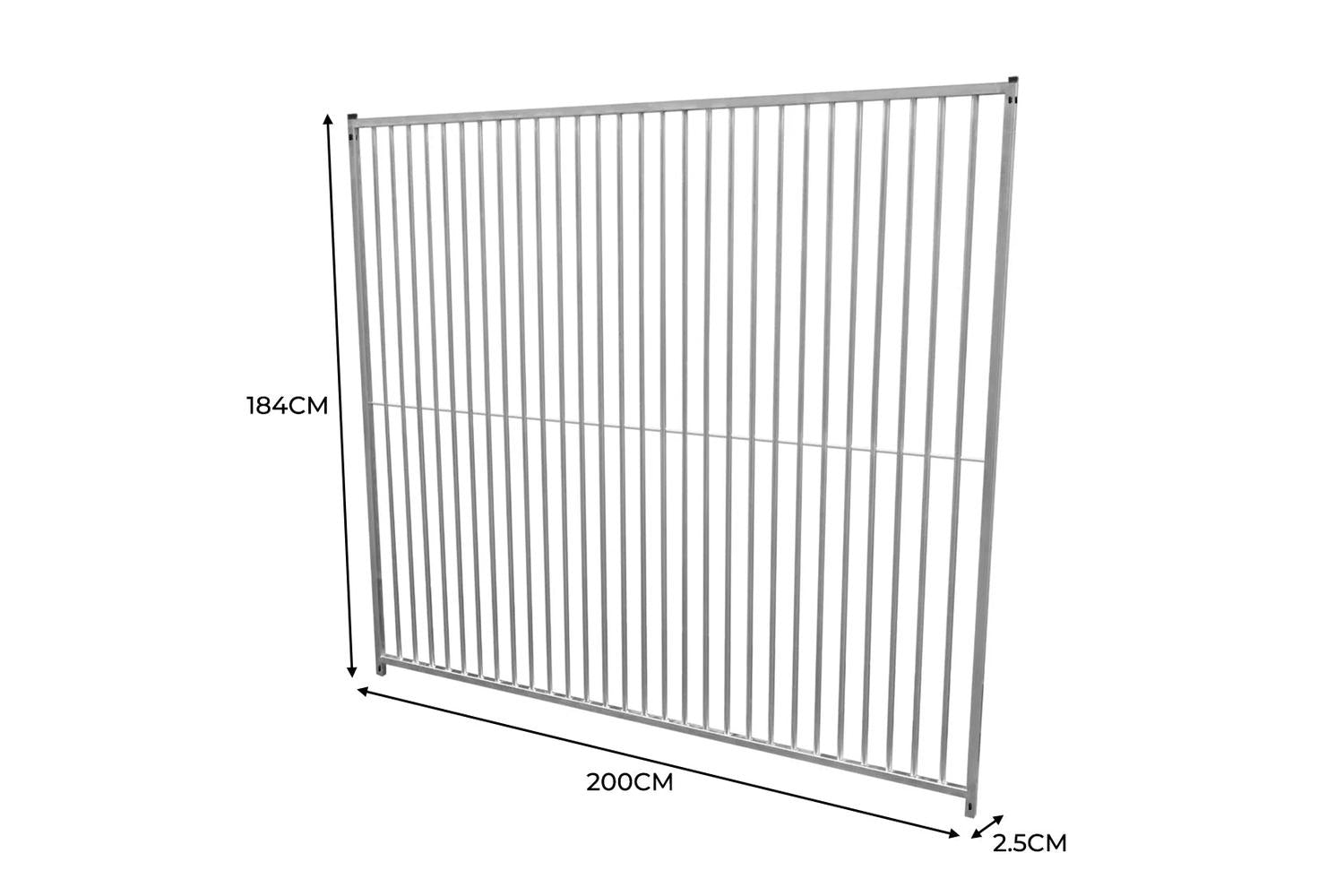 Monstershop 2m Dog Run Panel with Ground Fixing Brackets | 5cm Bar Spacing | Silver-7