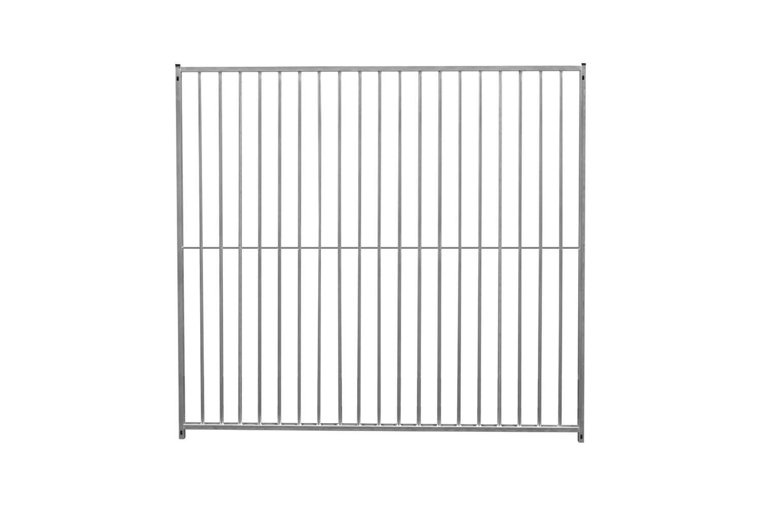 Monstershop 2m Dog Run Panel with Ground Fixing Brackets | 8cm Bar Spacing | Silver-2