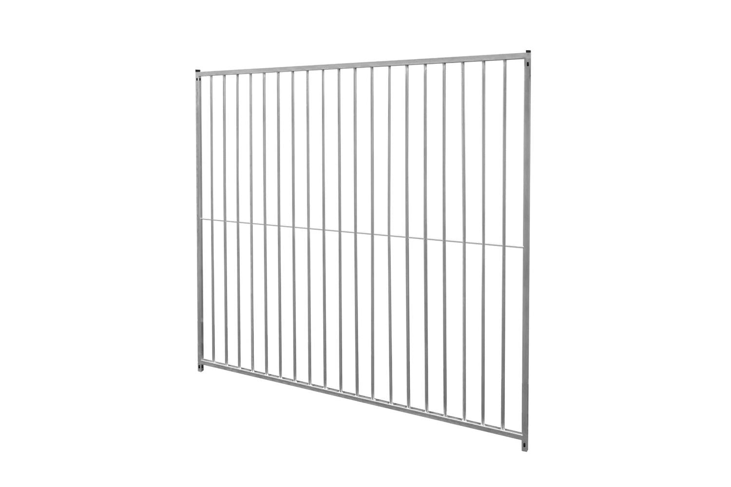 Monstershop 2m Dog Run Panel with Ground Fixing Brackets | 8cm Bar Spacing | Silver-4