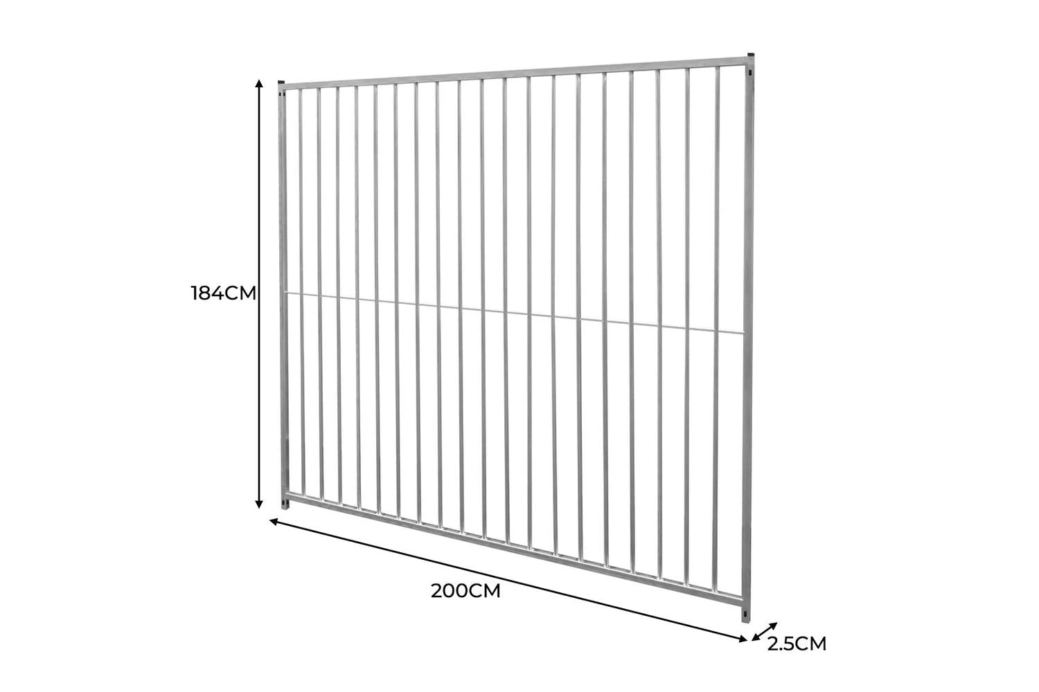 Monstershop 2m Dog Run Panel with Ground Fixing Brackets | 8cm Bar Spacing | Silver-7