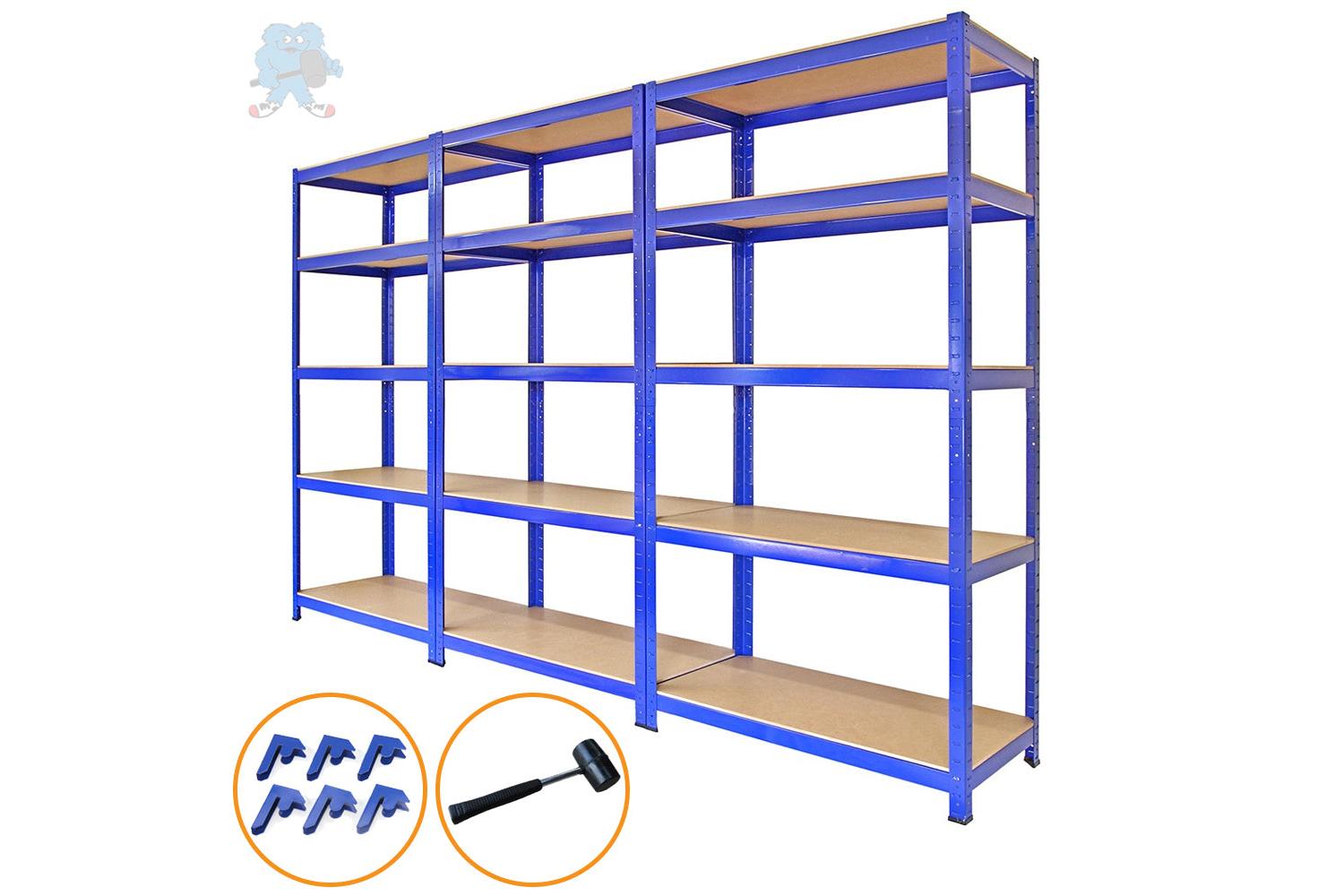 Monstershop 3 x Racking Storage Shelves | Blue-2