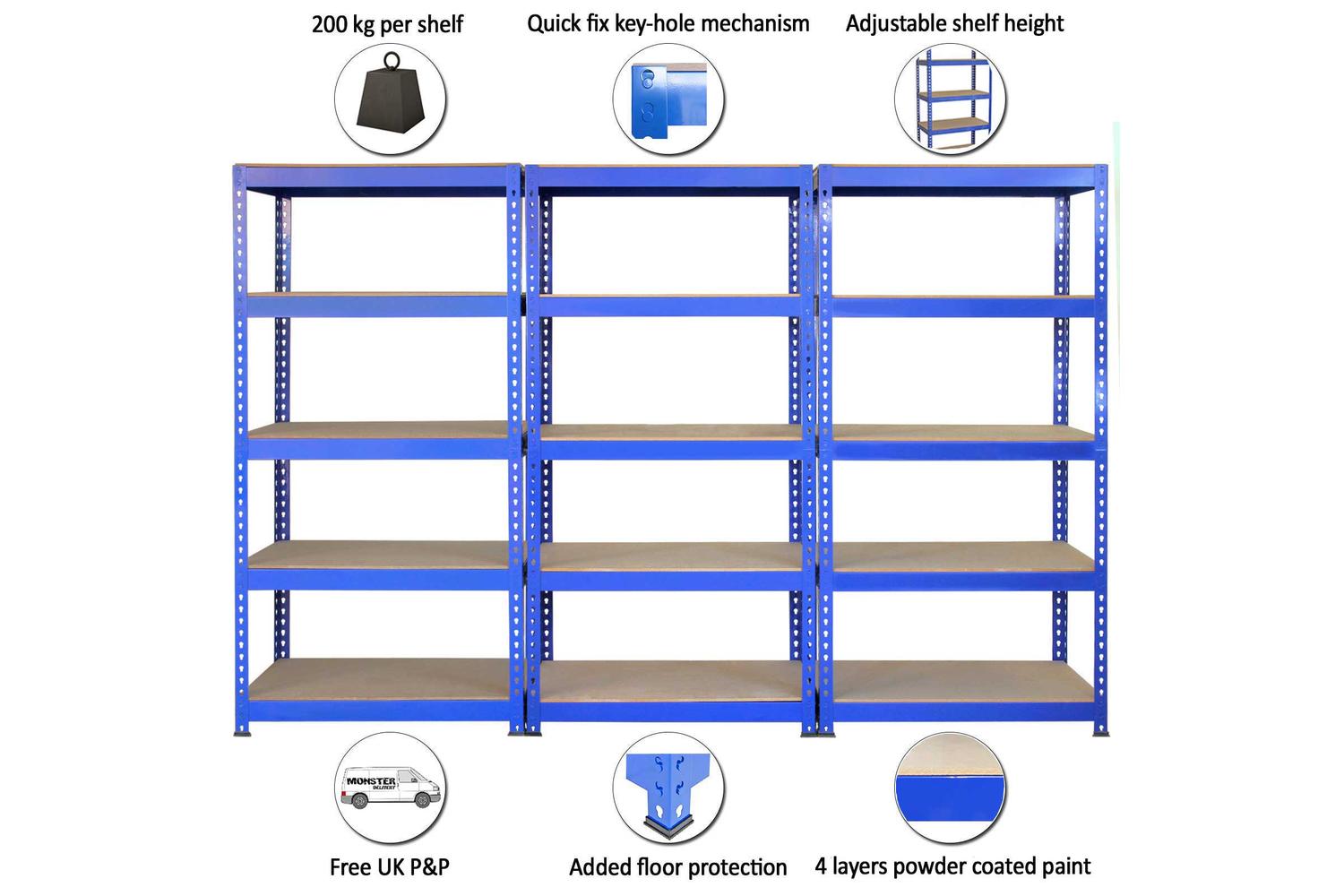 Monstershop 3 x Q-Rax Racking Units | Blue-2