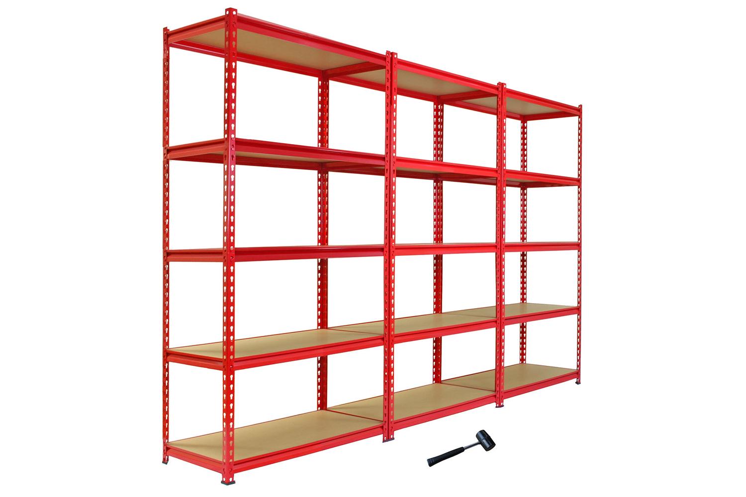 Monstershop 3 x Z-Rax Metal Racking Unit | Red