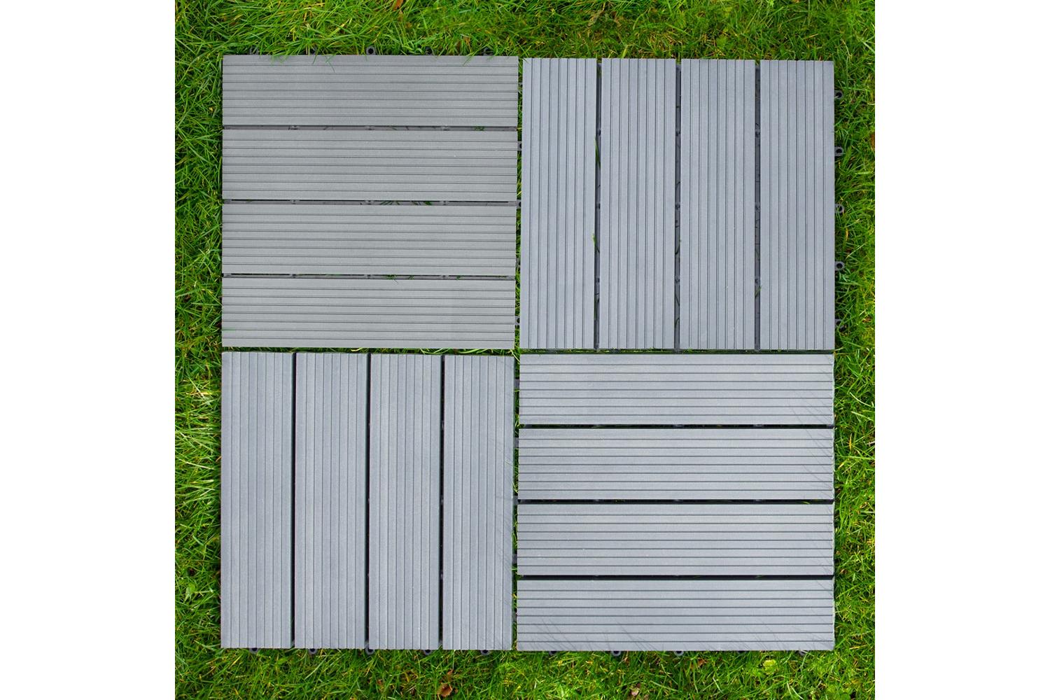 Monstershop 33 x Wpc Decking Floor Tiles | Grey-6