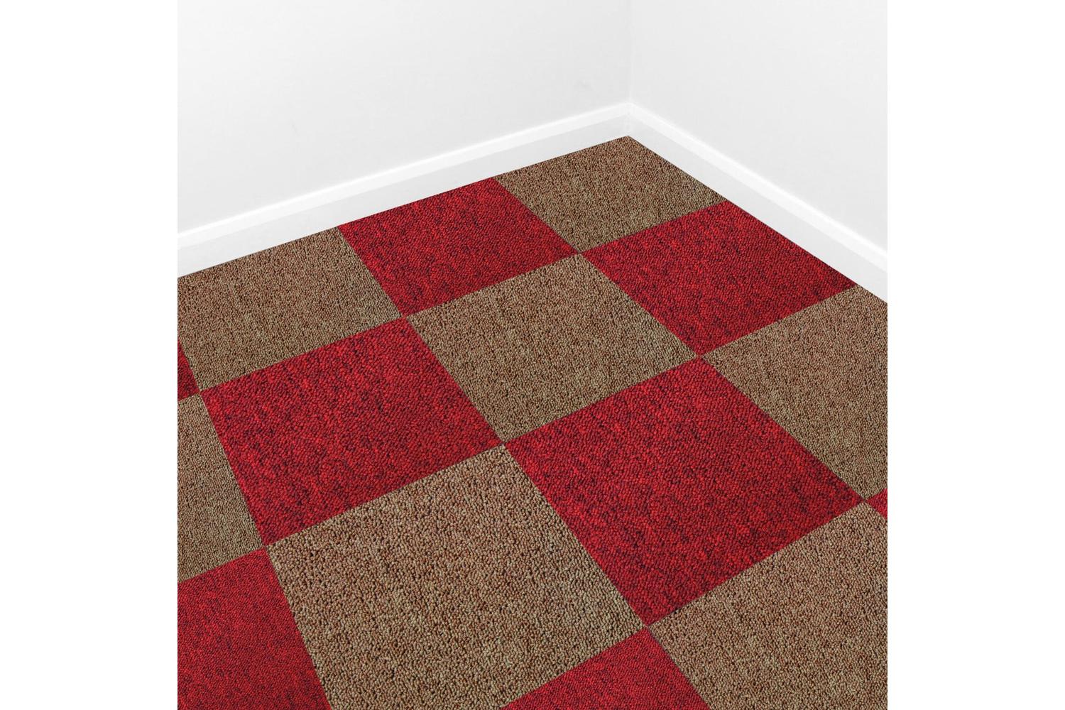Monstershop 40 x Carpet Tiles | Scarlet Red/Sand-2