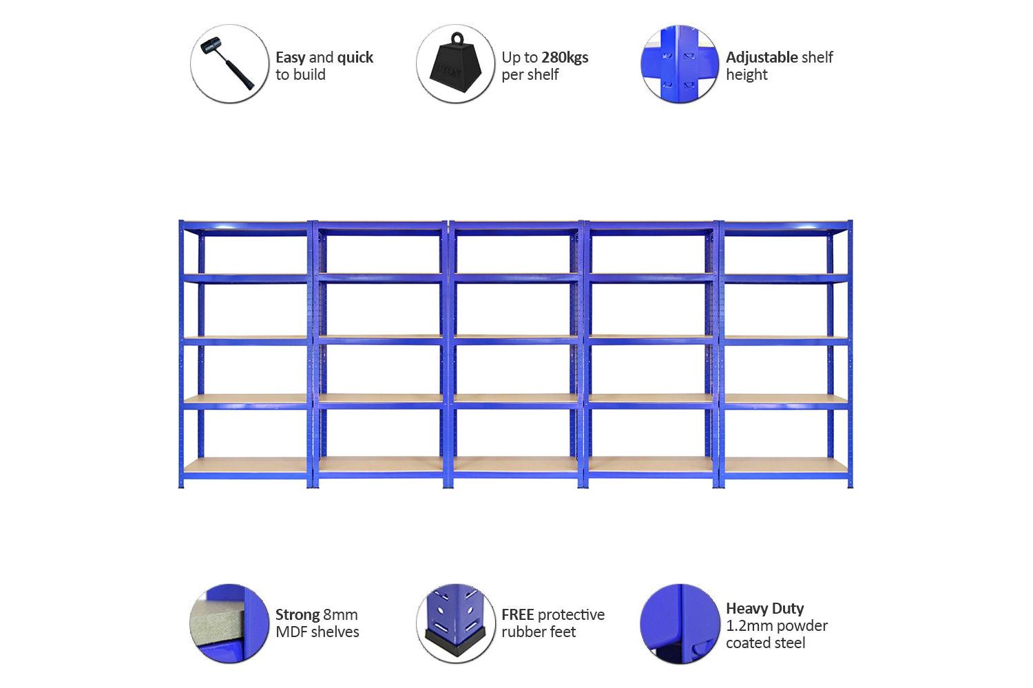 Monstershop 5 x T-Rax Racking Units and Bay Connectors | Blue-2