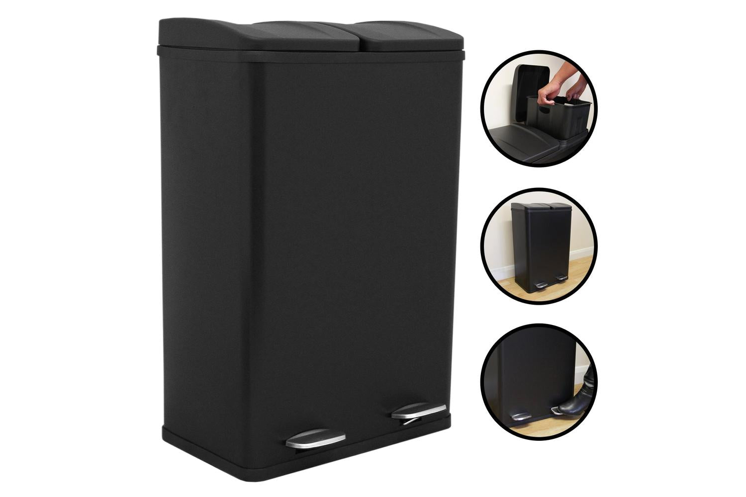 Monstershop 60L Dual Pedal Bin | Black-5