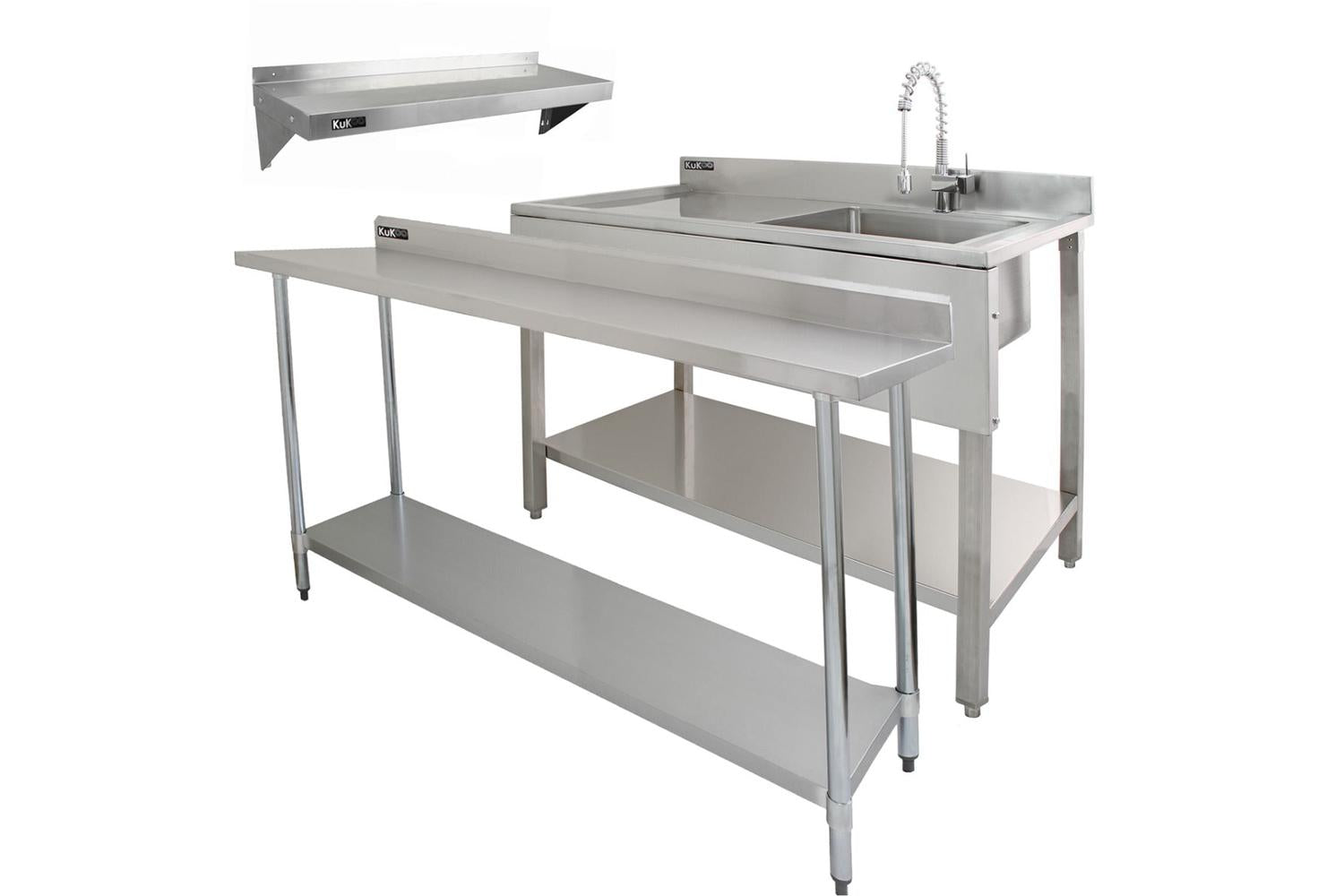 Monstershop 6ft Catering Bench & Wall Mounted Shelves