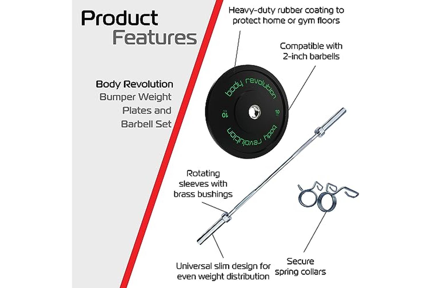 Monstershop 7ft Olympic Weightlifting Bar & Bumper Weight Plate Sets-4