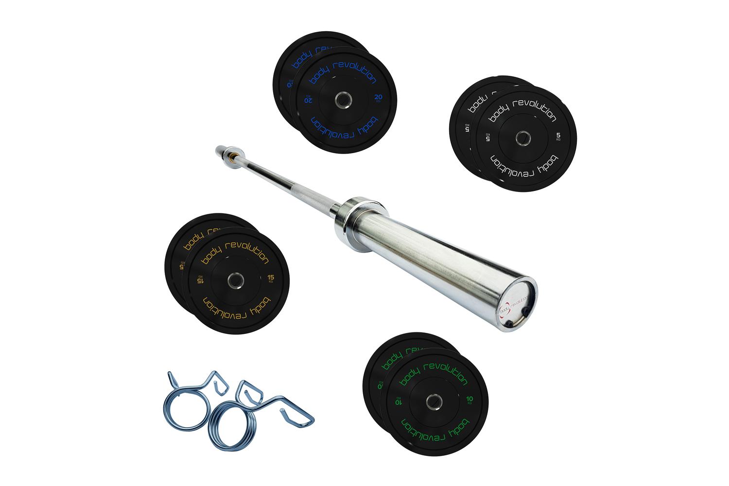 Monstershop 7ft Olympic Weightlifting Bar & Bumper Weight Plate Sets