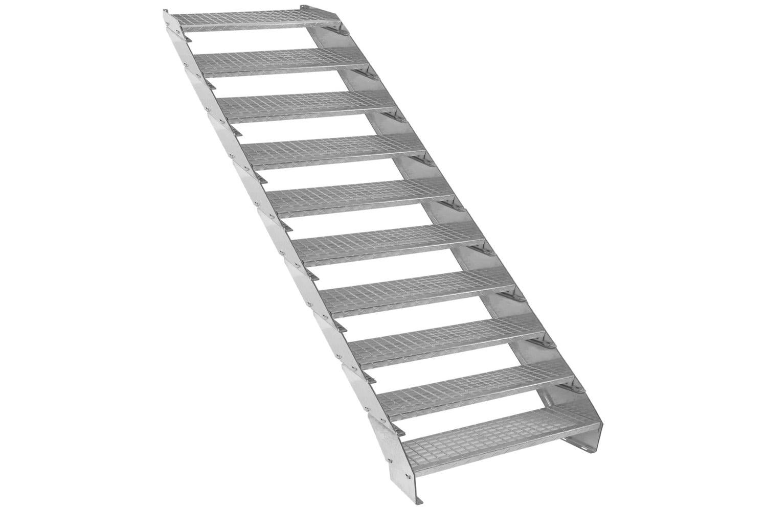 Monstershop Adjustable 10 Section Galvanised Staircase | Silver-2