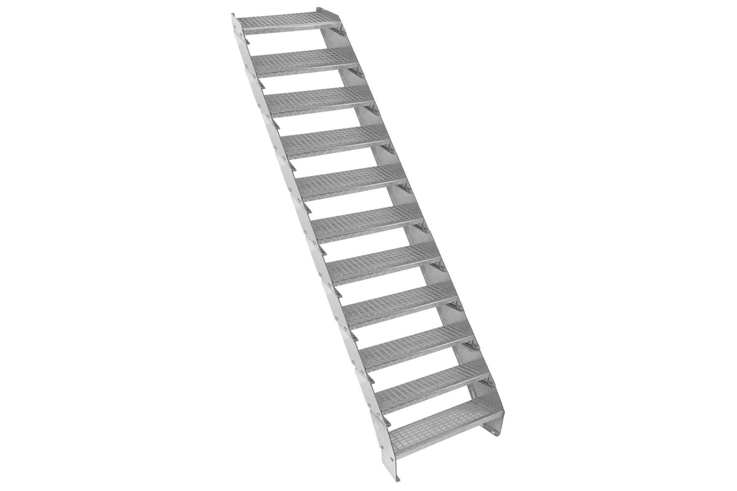 Monstershop Adjustable 11 Section Galvanised Staircase | Silver