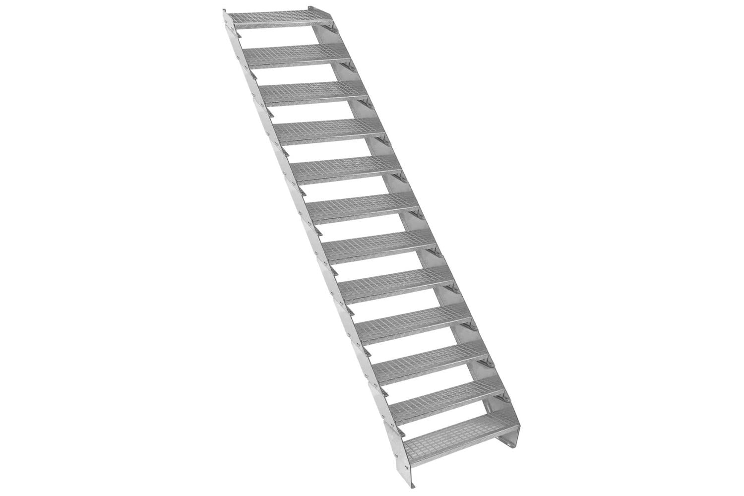 Monstershop Adjustable 12 Section Galvanised Staircase | Silver-2