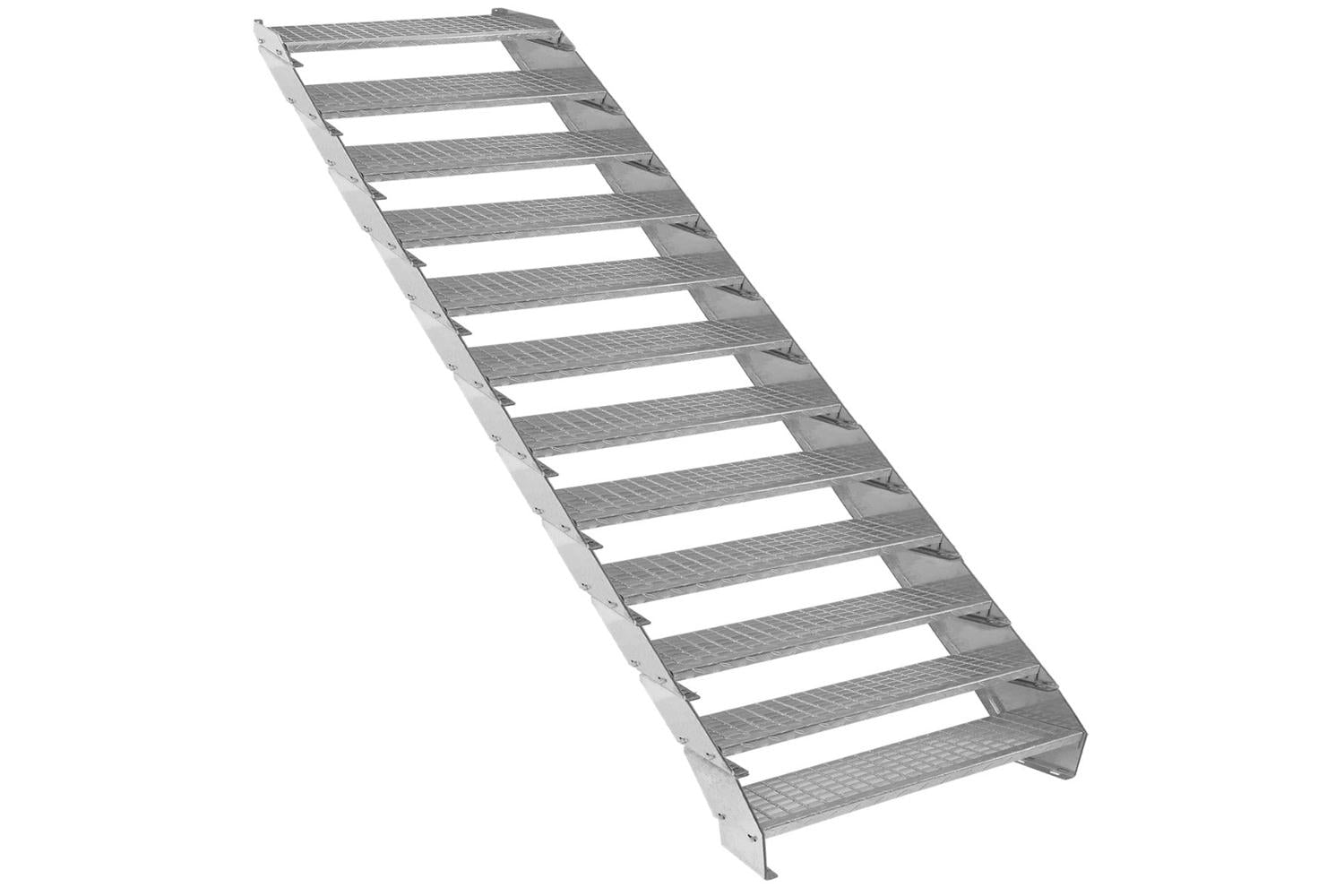 Monstershop Adjustable 12 Section Galvanised Staircase | Silver-2