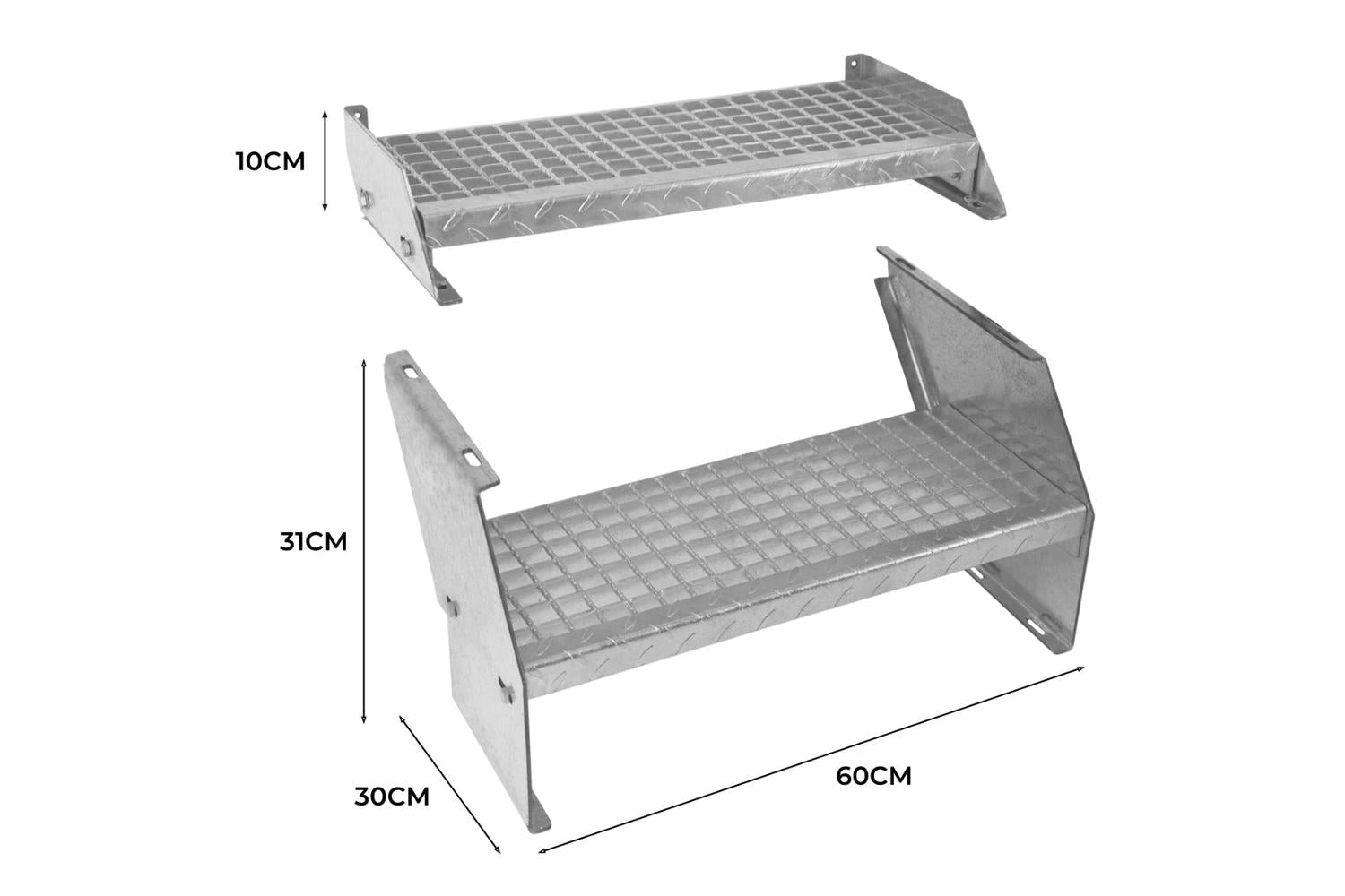 Monstershop Adjustable 2 Section Galvanised Staircase | Silver-5