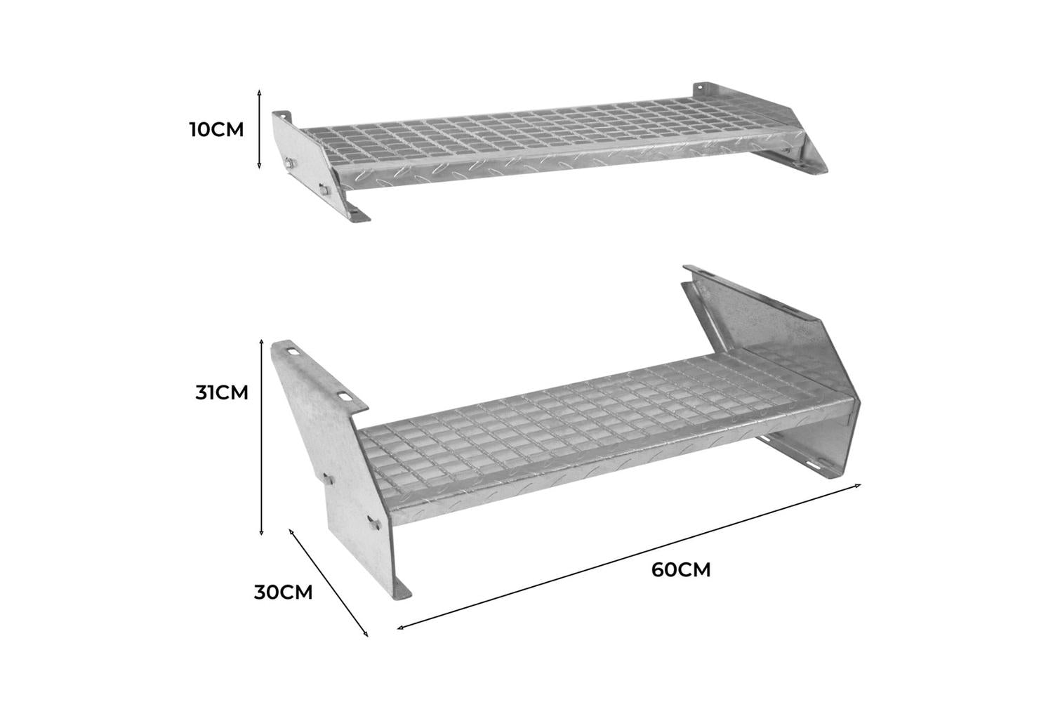 Monstershop Adjustable 2 Section Galvanised Staircase | Silver-5