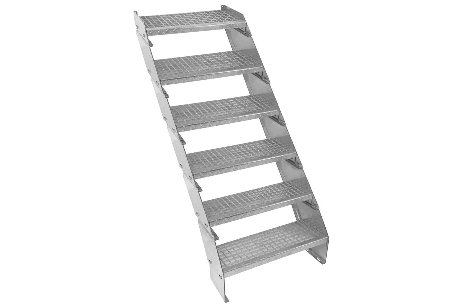 Monstershop Adjustable 6 Section Galvanised Staircase | Silver