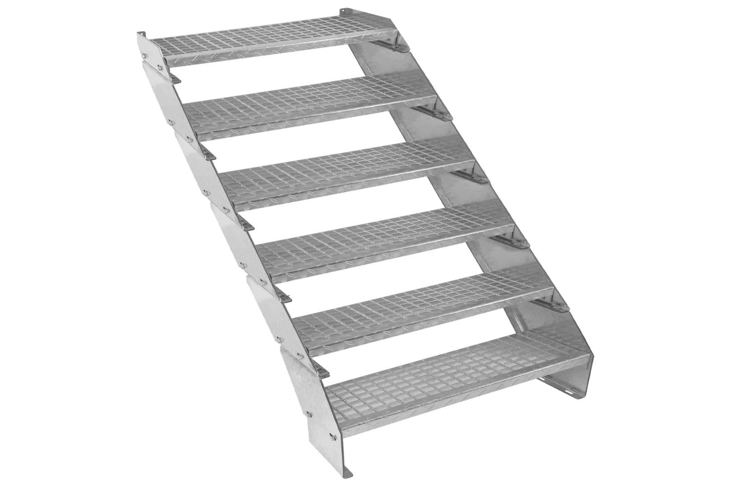 Monstershop Adjustable 6 Section Galvanised Staircase | Silver