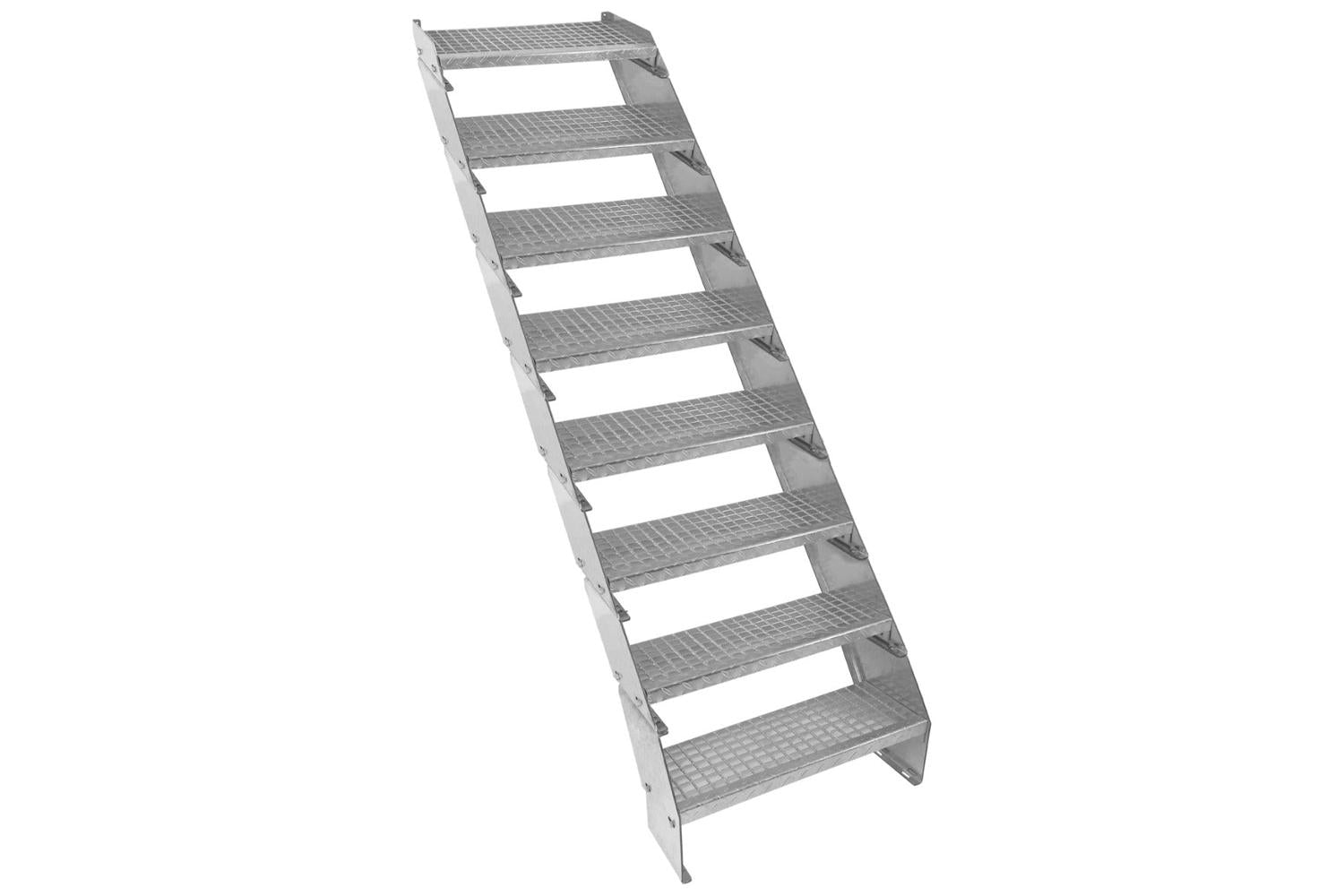Monstershop Adjustable 8 Section Galvanised Staircase | Silver